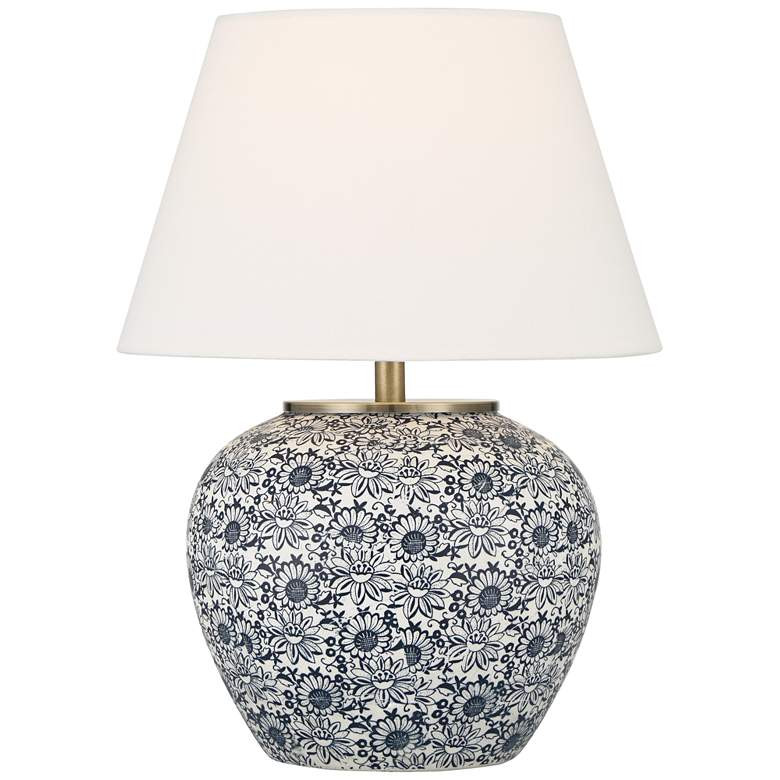 Briar 15"H Blue and White Ceramic Flower Design Living Room Table Lamp | Lamps Plus