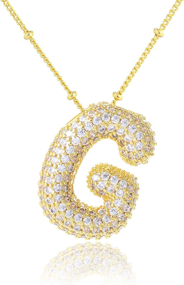 KELMALL Women's Diamond Balloon Initial Pendant, Zircon Letter Name Bubble Alphabet Necklace Vale... | Amazon (US)