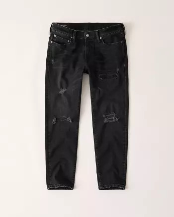Abercrombie & Fitch Mens Ripped Skinny Crop Jeans in Ripped Black Wash - Size 31 X 32 | Abercrombie & Fitch US & UK