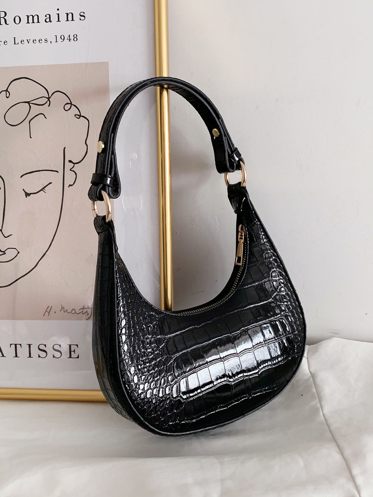 Croc Embossed Baguette Bag | SHEIN