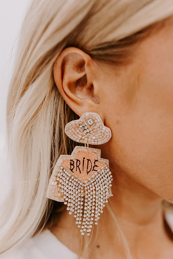 Southern Bride Beaded Earrings In Peach | Impressions Online Boutique