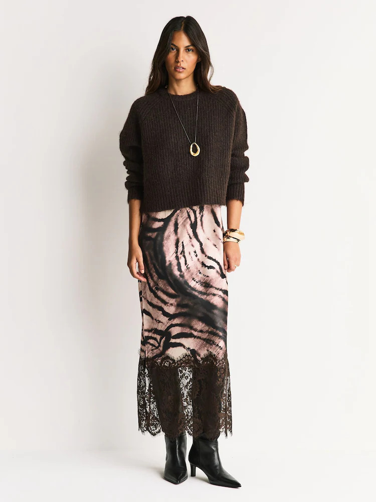 Buy Chocolate Brown Animal Print 2 in 1 Jumper Slip Dress from Next Ireland | Next EU
