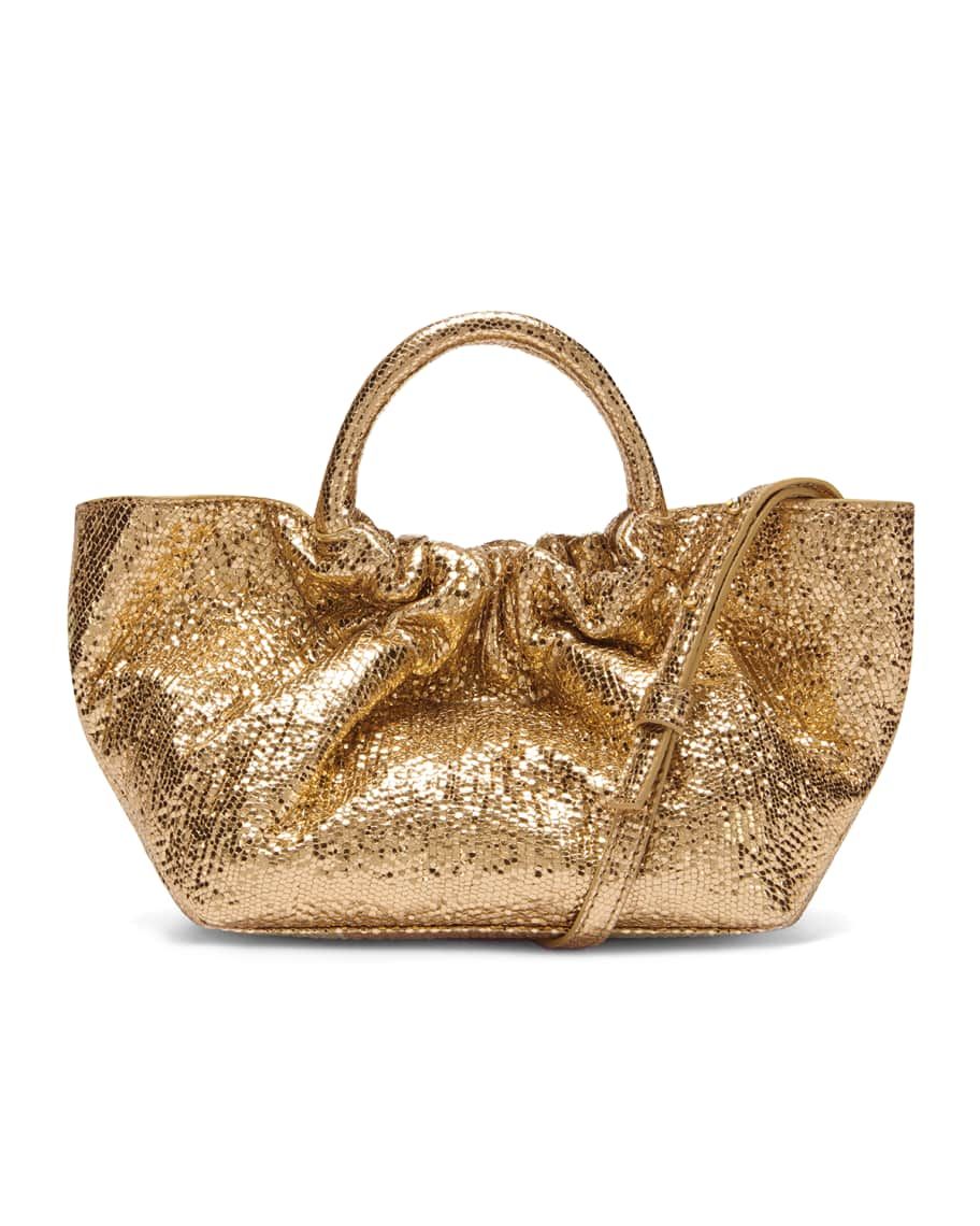 Mini Los Angeles Pleated Metallic Top-Handle Bag | Neiman Marcus
