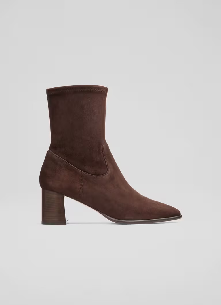 Harp Espresso Block Heel Stretch Ankle Boot | L.K. Bennett (UK)
