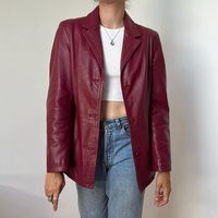 Vintage Leather Jacket in Burgundy Red/Size Small Genuine Blazer Cherry | Etsy (US)