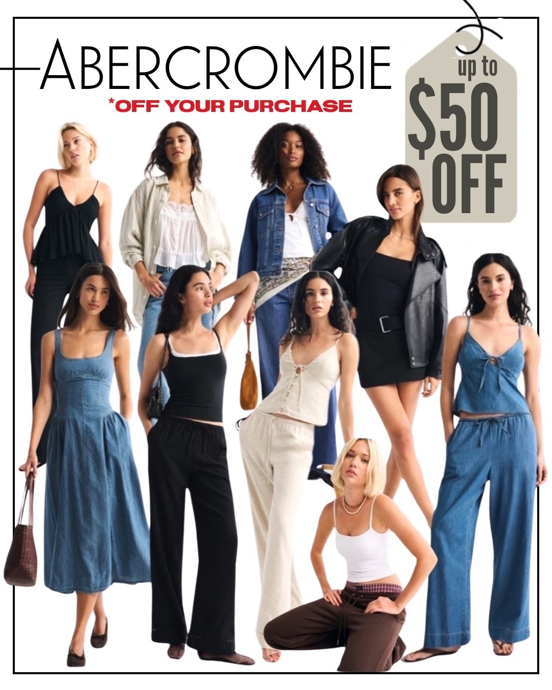 Abercrombie $50 OFF $150+ or $25 Off $100 

