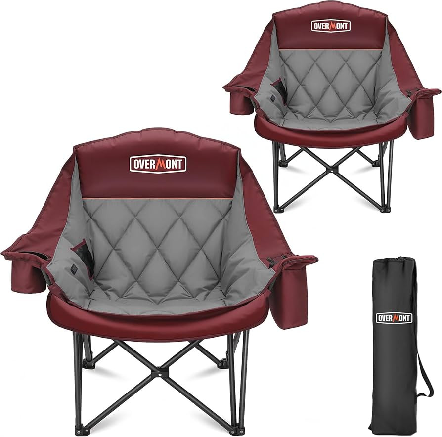 Overmont 2PCS Oversized Camping Chair for Adults - 400lbs Support Heavy Duty Padded Folding Chair... | Amazon (US)