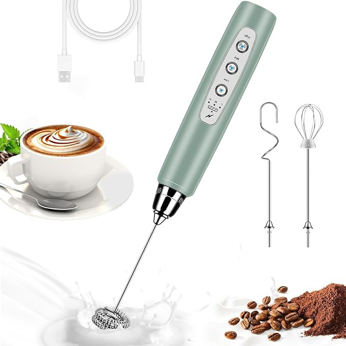 Milk Frother Handheld for Coffee, Electric Whisk 3 Speed Adjustable, Drink Mixer with Stainless 3... | Amazon (US)