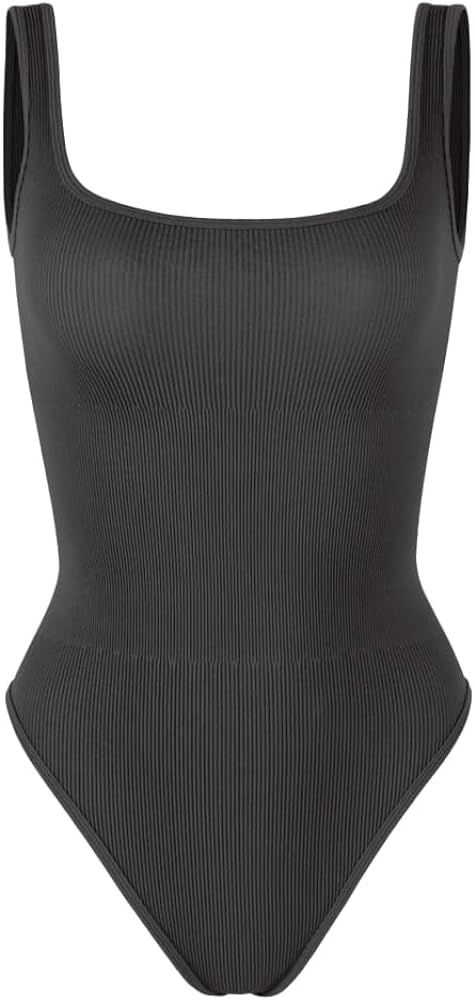 ODODOS 2 Pack Seamless Bodysuit for Women Ribbed Tank Top Sexy Sleeveless Bodysuits | Amazon (US)