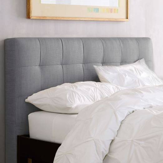Grid-Tufted Upholstered Tapered Leg Bed | West Elm (US)
