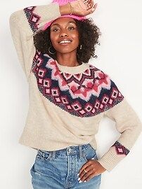 Crew Neck Fair Isle Sweater for Women | Old Navy (US)