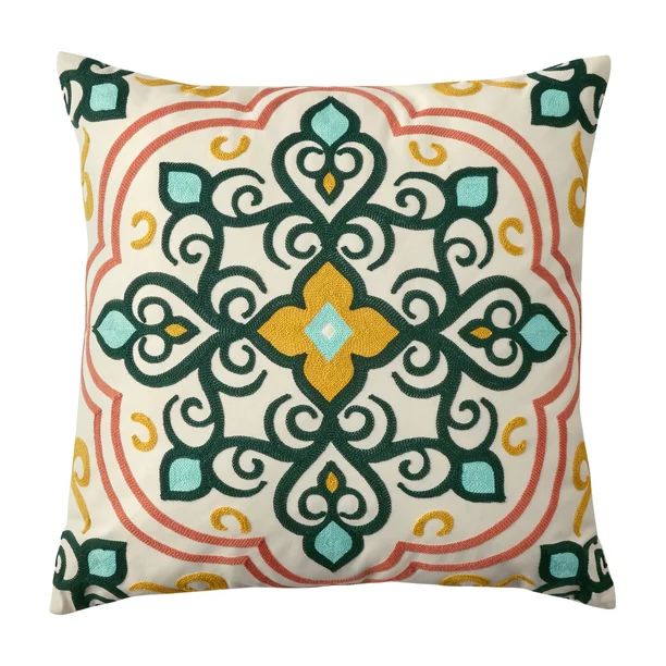 Better Homes & Gardens 19" x 19" Medallion Outdoor Toss Pillow, Multi-color | Walmart (US)