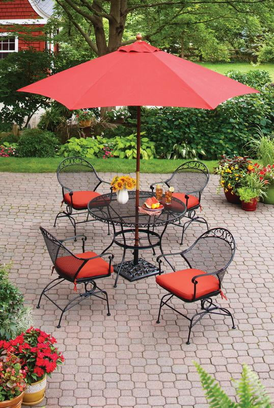 Better Homes & Gardens Clayton Court Outdoor Metal 5-Piece Dining Set, Red | Walmart (US)