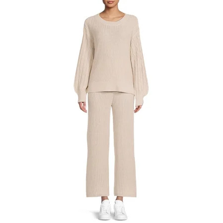 Time and Tru Women s Waffle Top and Pants 2-Piece Set | Walmart (US)