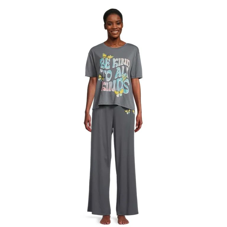 Grayson Social Juniors Be Kind Graphic Easy Sleep Tee and Pants Pajama Set, 2-Piece, Sizes S-3X | Walmart (US)