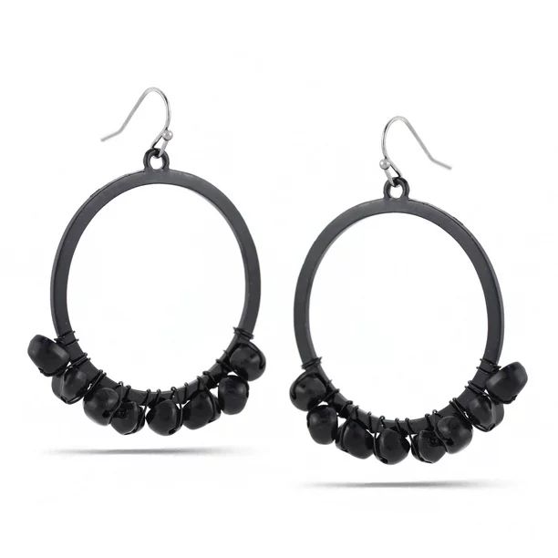 WOMEN'S BLACK METAL ROUND DROP EARRINGS | Walmart (US)