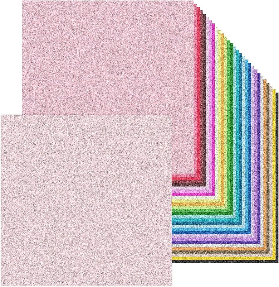12 x 12 Inch Double Side Glitter Cardstock Paper 100LB Heavy weight No Shred Glitter Colored Card... | Amazon (US)