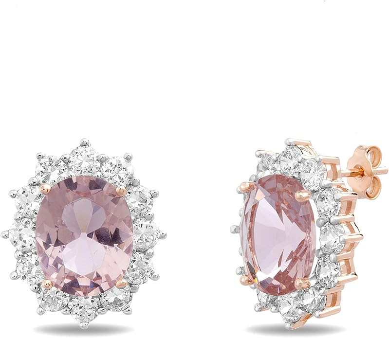 INSPIRED BY YOU. Rose Gold Plated Sterling Silver Oval and Cut Simulated Morganite and Cubic Zirc... | Amazon (US)