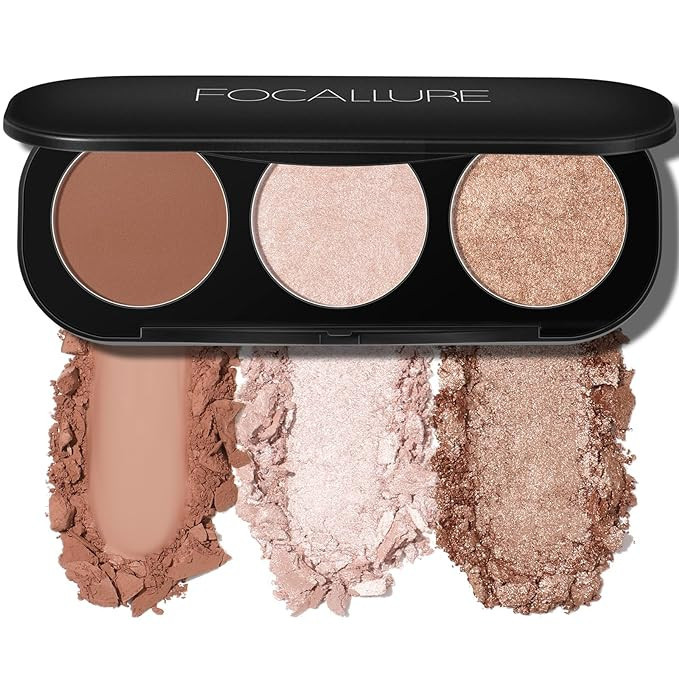 FOCALLURE Blush and Highlighter Palette,3 in 1 Makeup Powder Cruelty-Free Matte Blush,Shimmer Ill... | Amazon (US)