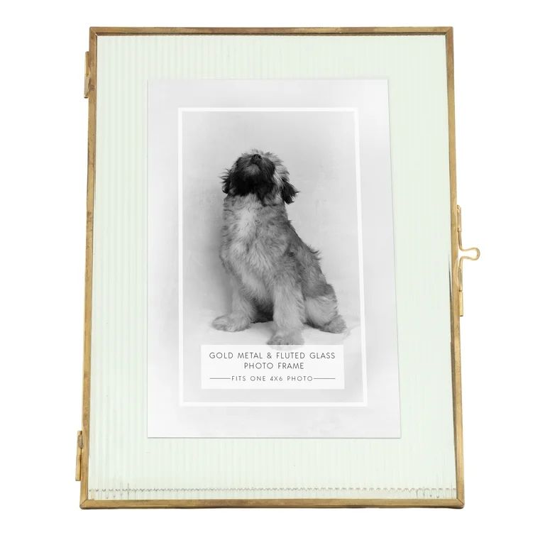 Brass Trimmed Fluted Glass Tabletop Picture Frame Fits up to a 5"x7" Photo - Walmart.com | Walmart (US)