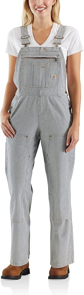 Carhartt womens Brewster Double Front Railroad Striped Bib Overalls | Amazon (US)