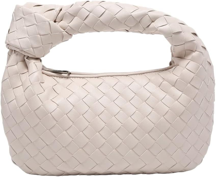 Women Knotted Woven Handbag Crescent Bag Dumpling Bag Fashion Cute PU Leather Hobo Hand Clutch Ba... | Amazon (US)