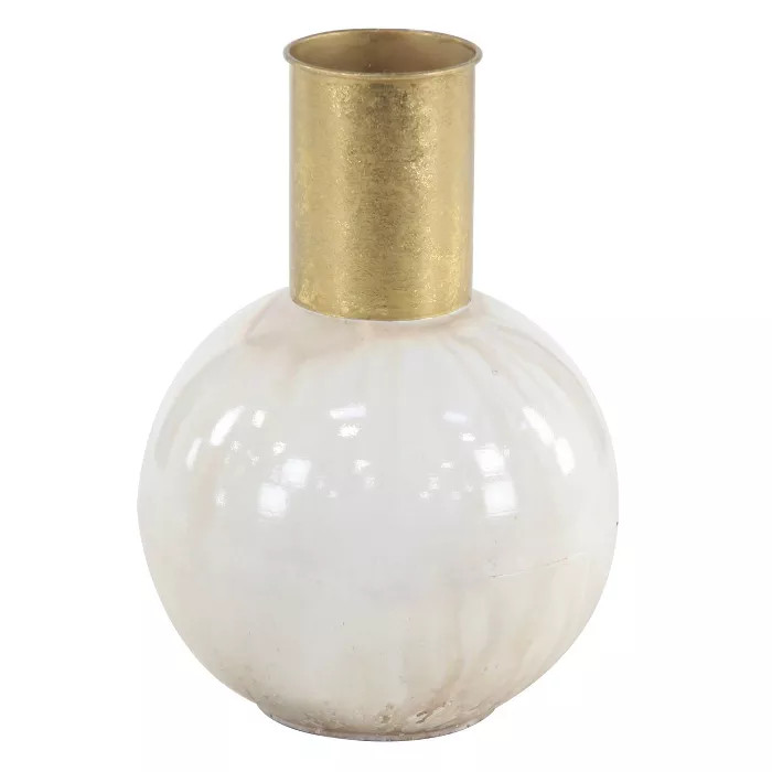 Round Modern Style Metal Vase Gold/White - CosmoLiving by Cosmopolitan | Target