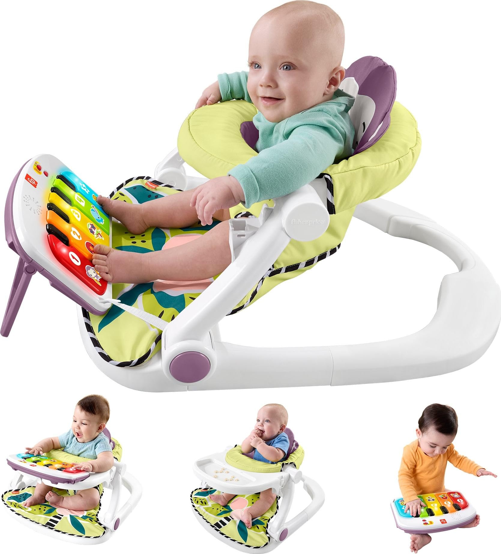 Fisher-Price Portable Baby Chair Kick & Play Deluxe Sit-Me-Up Seat with Piano Learning Toy & Tray... | Amazon (US)