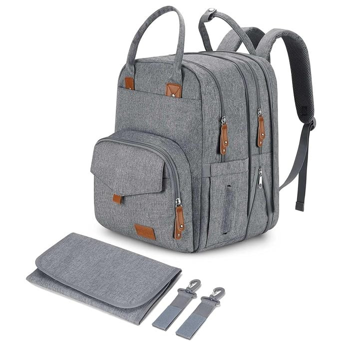 Extra Large Diaper Bag Backpack for Two Kids Twins - Expandable Baby Bag (26-36L), Dual Big Compa... | Amazon (US)