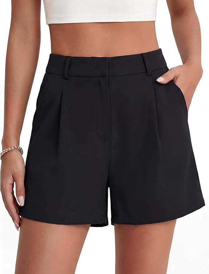 Womens Casual Dressy Shorts High Waisted Wide Leg Back Elastic Business 2026 Spring/Summer Shorts... | Amazon (US)