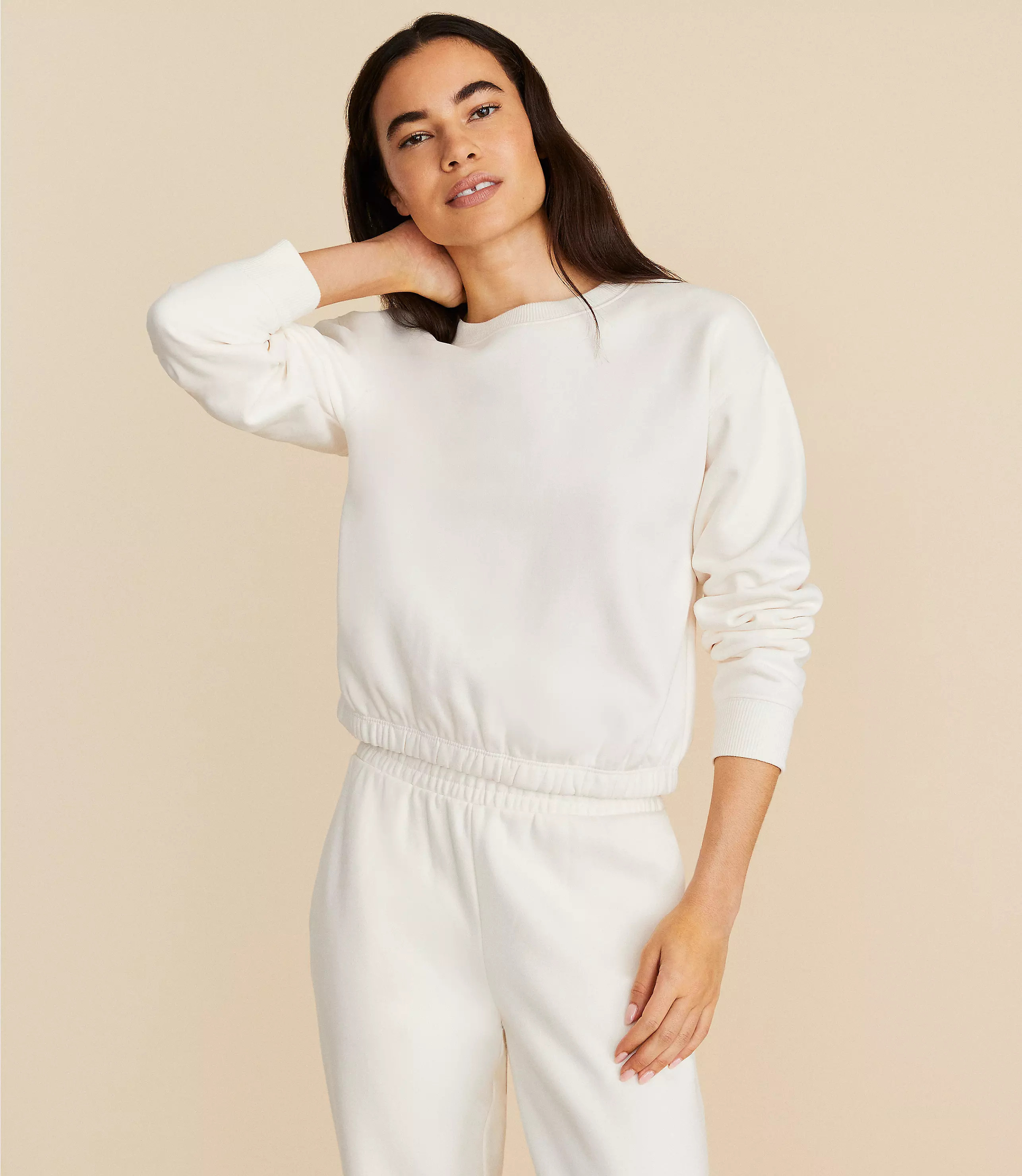 Lou & Grey Fleece Bubble Hem Sweatshirt | LOFT