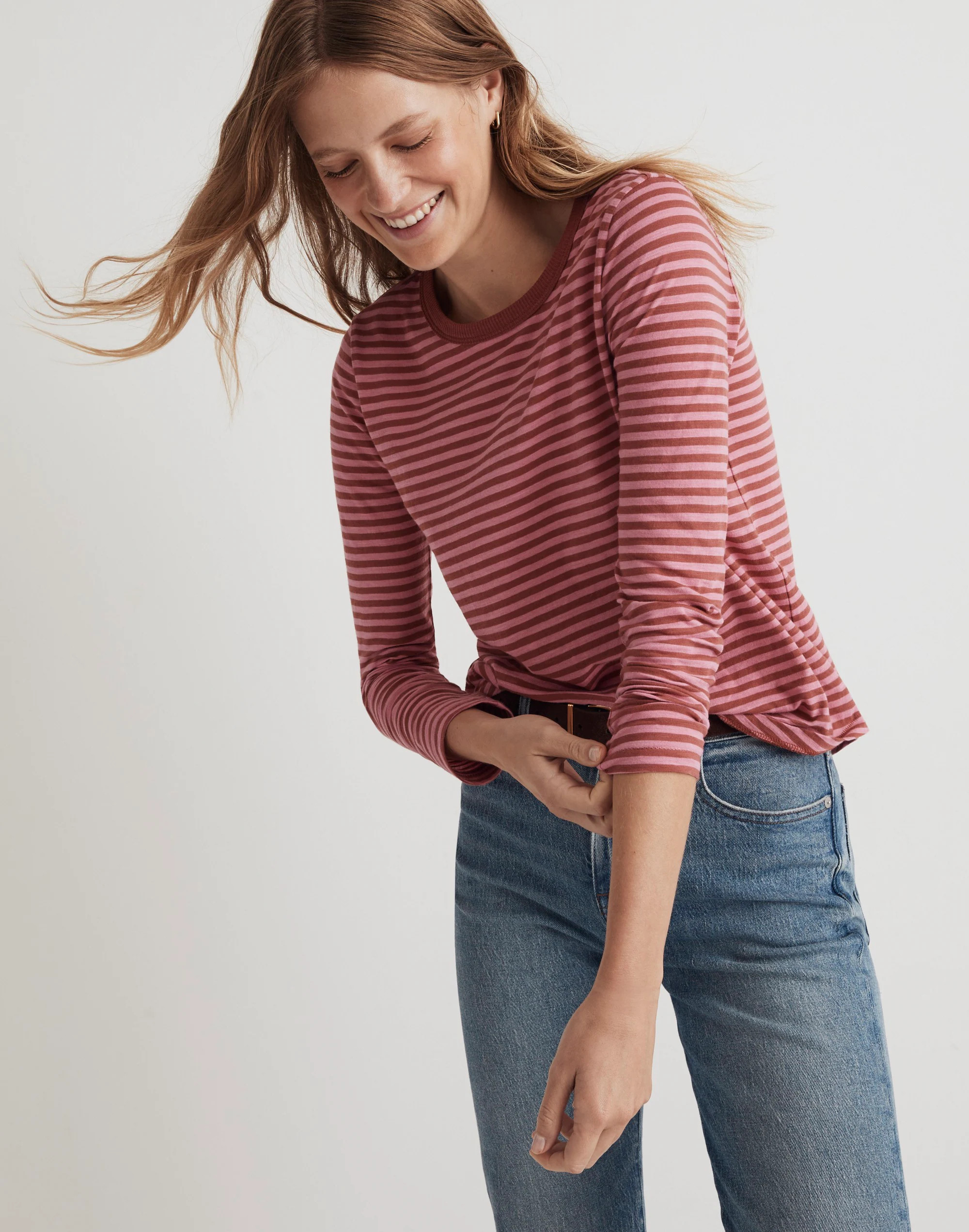 Whisper Cotton Rib-Crewneck Long-Sleeve Tee | Madewell