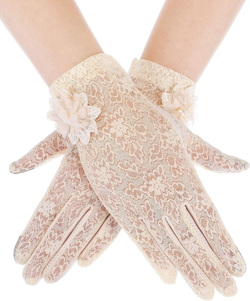 SATINIOR Lace Gloves Women Short Fingerless Floral Gloves for Tea Party Wedding Halloween | Amazon (US)