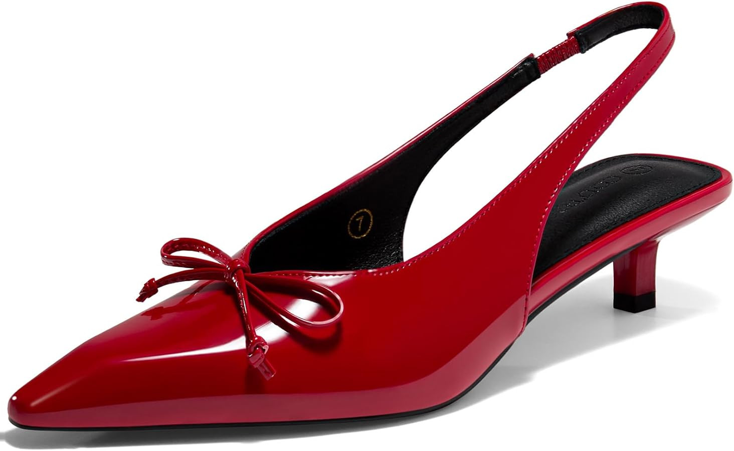 Coutgo Womens Slingback Kitten Low Heels Dress Shoes Closed Pointed Toe Bow Tie Slip on Office Wo... | Amazon (US)