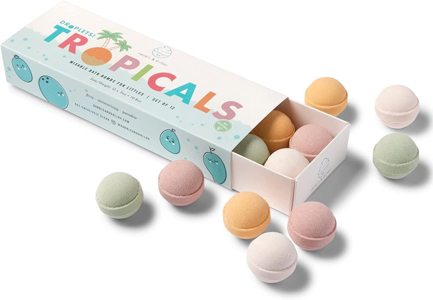 Amazon.com: Dabble & Dollop Bath Bombs Tropicals - Natural Droplets for Kids, 100% USA-Made, Mois... | Amazon (US)