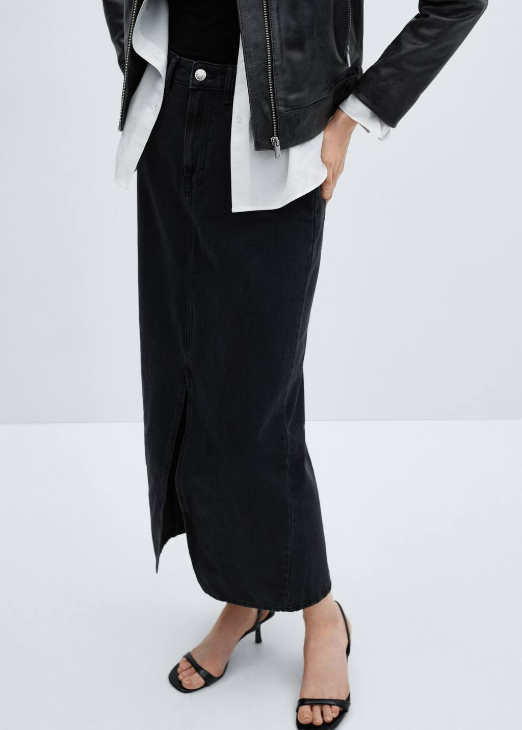 Slit denim skirt -  Women | Mango USA | MANGO (US)