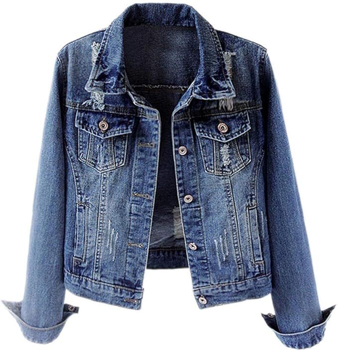 Kedera Womens Denim Jackets Distressed Ripped Long Sleeve Jean Jacket Coats | Amazon (US)