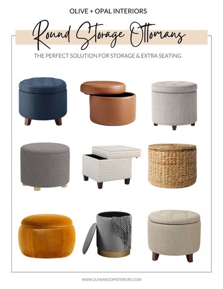 Here is a roundup of some storage ottomans that can help with both seating and storage !
.
.
.
Target
Wayfair 
Crate & Barrel
Storage Ottoman 
Round Ottoman 
Square Ottoman 
Footstool 
Leather
Tufted
Wicker
Velvet


#LTKunder100 #LTKstyletip #LTKhome