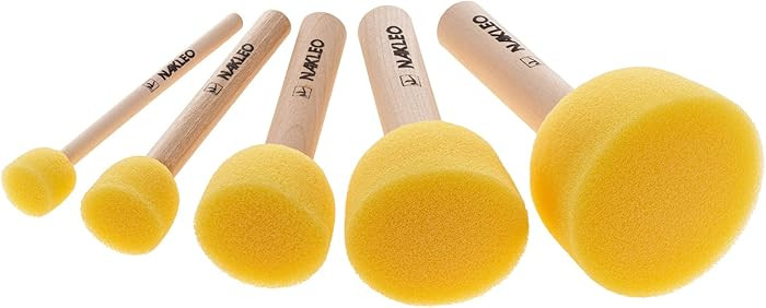 NAKLEO Foam Stencil Stippling Brush Set, 5 Pcs Round Sponges Stippler 0.4", 0.8", 1", 1.6", 2", W... | Amazon (US)