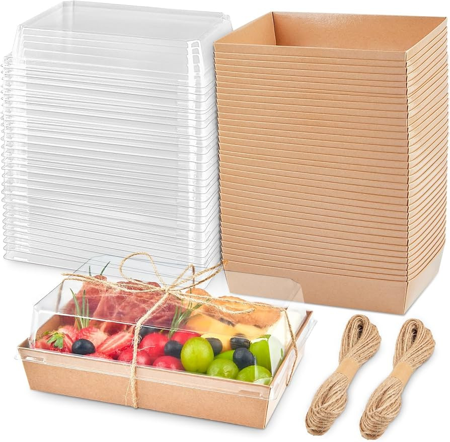 7x5 Inches Charcuterie Boxes with Clear Lids, 25 Pack Paper Bakery Boxes with Window Take Out Con... | Amazon (US)