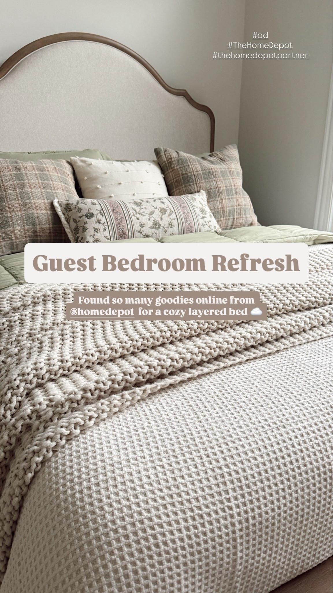 #ad gave our guest bedroom a bedding refresh perfect for Fall with all the coziest layers from The @homedepot 🫶🏼 was able to find the sleeping pillows, comforter, sheets, and waffle throw blanket all online from The Home Depot! ✨ there are some great Fall Savings: Up to 30% Off Select Furniture, Rugs, & Mattresses! Shop now through 11/3! 

#TheHomeDepotPartner #TheHomeDepot