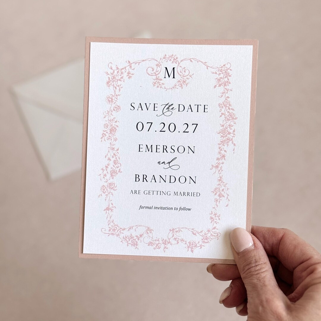 Blush Pink Floral Wedding Save the Date Romantic Vintage Wedding Custom Save the Date Elegant Wed... | Etsy (US)