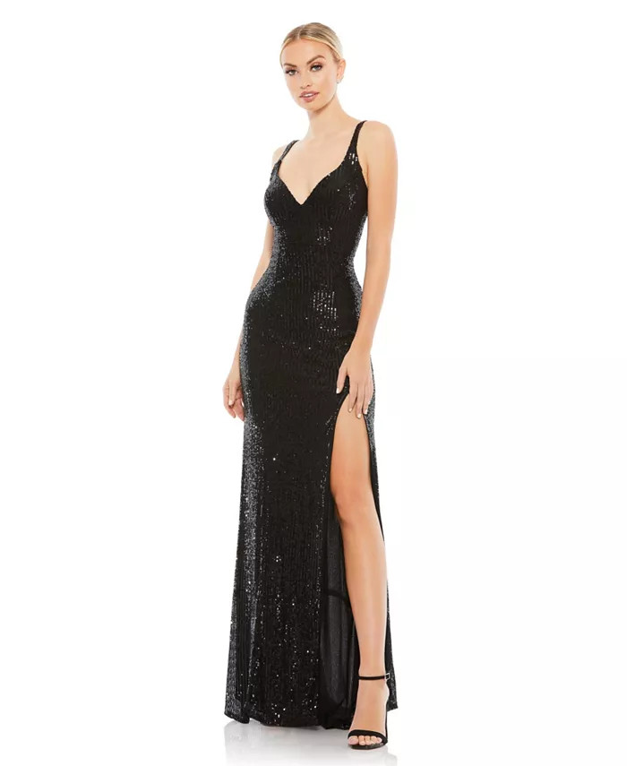 Women's Ieena Fully Sequined Scoop Back Gown | Macy's