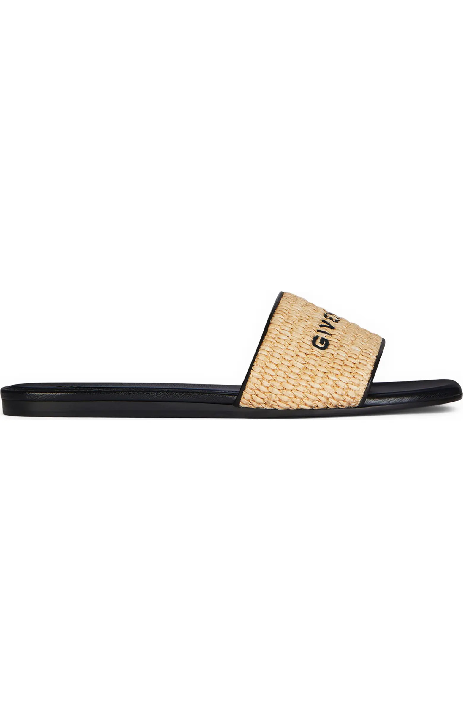 Logo Raffia Flat Slide Sandal (Women) | Nordstrom