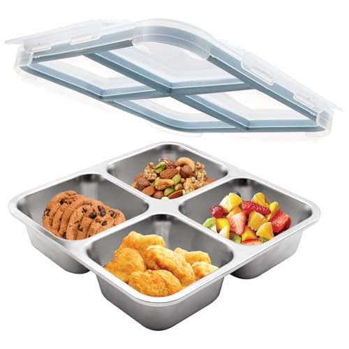 Luriseminger Stainless Steel Bento Lunch Box, 4 Compartment Snack Containers, Divided Meal Prep Lunch Containers, Food Storage Containers For Work and Travel | Amazon (US)