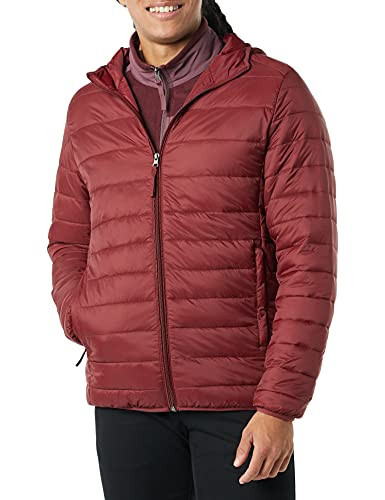 Amazon Essentials Men's Lightweight Water-Resistant Packable Hooded Puffer Jacket, Dark Red, X-Small | Amazon (US)