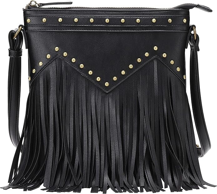 B BRENTANO Vegan Fringed Crossbody Bag with Studs | Amazon (US)