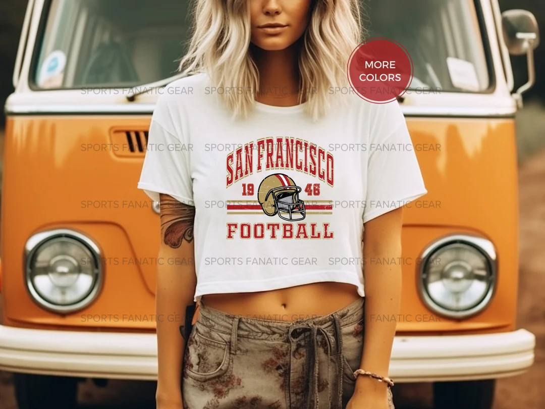 San Francisco Football Crop Top, Light Weight Vintage Style Flowy Cropped Tee - Etsy | Etsy (US)