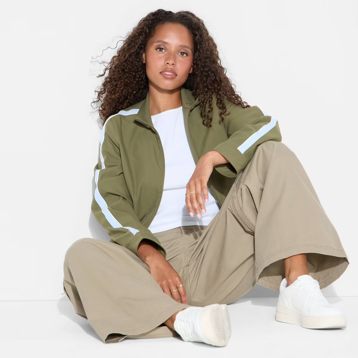 Women's Track Jacket - Wild Fable™ Olive Green M | Target