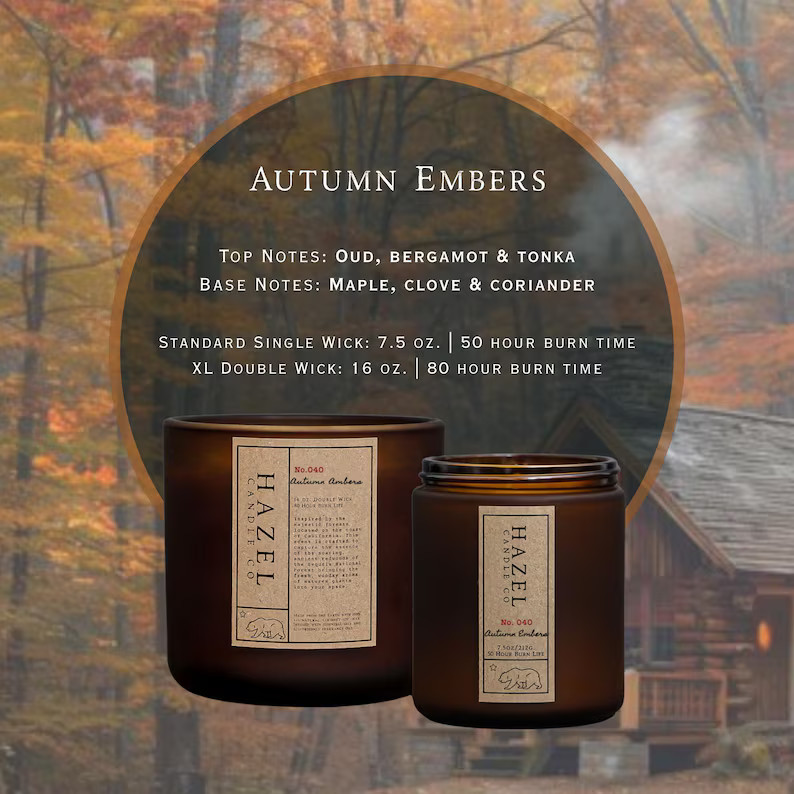 Autumn Embers (maple & Smoke) Scented Soy Candle / Fall Candle / Autumn Candles / Soy Candles Han... | Etsy (US)